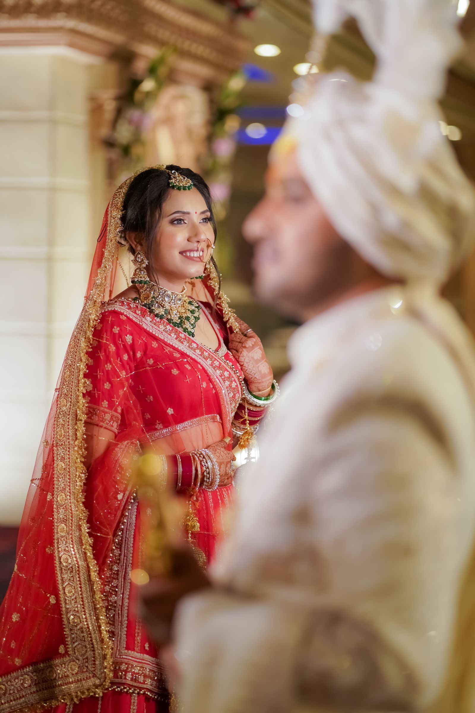 Indian bride and groom during their wedding ceremony