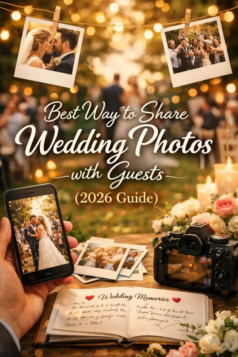 Image includes text - Best way to share wedding photos